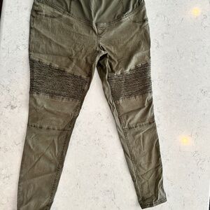 Isabel Maternity Jeans Womens Size 4 Green Moto Stretch Crossover Tummy Panel